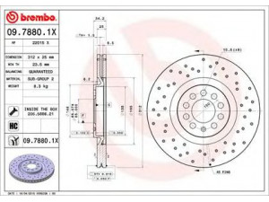 BREMBO 09.7880.1X stabdžių diskas 
 Dviratė transporto priemonės -> Stabdžių sistema -> Stabdžių diskai / priedai
8L0615301, 8N0615301A, 8N0615301A