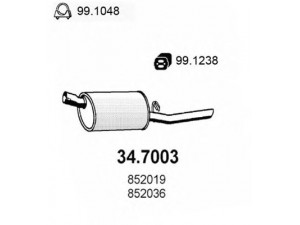ASSO 34.7003 galinis duslintuvas 
 Išmetimo sistema -> Duslintuvas
852019, 852023, 852036, 852045
