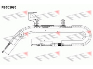 FTE FBS02080 trosas, stovėjimo stabdys 
 Stabdžių sistema -> Valdymo svirtys/trosai
3BD 609 721, 3BD 609 721 A, 3BD 609 721 C