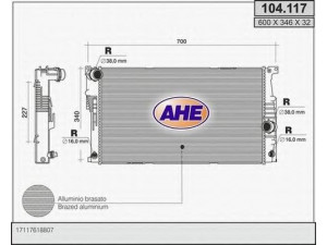 AHE 104.117 radiatorius, variklio aušinimas 
 Aušinimo sistema -> Radiatorius/alyvos aušintuvas -> Radiatorius/dalys
17117618807