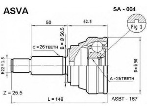 ASVA SA-004 jungčių komplektas, kardaninis velenas
89 52 905