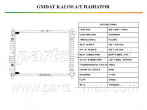 PARTS-MALL PXNDC-026 radiatorius, variklio aušinimas 
 Aušinimo sistema -> Radiatorius/alyvos aušintuvas -> Radiatorius/dalys
96443479, 96536527, 96816484, 96817345