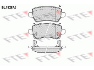 FTE BL1828A3 stabdžių trinkelių rinkinys, diskinis stabdys 
 Techninės priežiūros dalys -> Papildomas remontas
1605086, 1605122, 1605128, 1605233