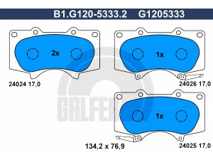 GALFER B1.G120-5333.2 stabdžių trinkelių rinkinys, diskinis stabdys 
 Techninės priežiūros dalys -> Papildomas remontas
4605A472, 4605A481, 04465-35290