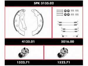 WOKING SPK 3135.02 stabdžių rinkinys, būgniniai stabdžiai 
 Stabdžių sistema -> Būgninis stabdys -> Stabdžių remonto rinkinys
