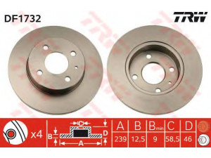 TRW DF1732 stabdžių diskas 
 Dviratė transporto priemonės -> Stabdžių sistema -> Stabdžių diskai / priedai
0060501453, 130474, 60501453, 71739636