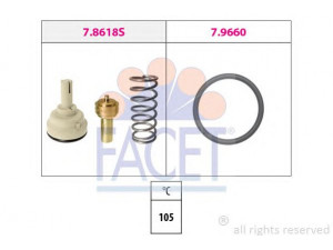 FACET 7.8618 termostatas, aušinimo skystis 
 Aušinimo sistema -> Termostatas/tarpiklis -> Thermostat