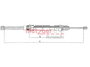 METZGER 11.607 trosas, stovėjimo stabdys 
 Stabdžių sistema -> Valdymo svirtys/trosai
4745.74