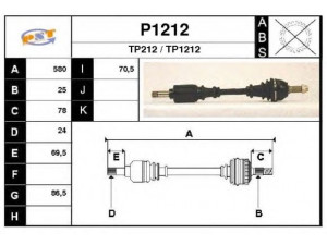 SNRA P1212 kardaninis velenas 
 Ratų pavara -> Kardaninis velenas
327222, 327329, 327330, 327354