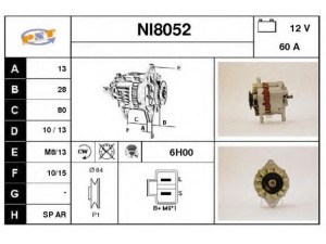 SNRA NI8052 kintamosios srovės generatorius 
 Elektros įranga -> Kint. sr. generatorius/dalys -> Kintamosios srovės generatorius
2310005E06, 23100V6000, LR160181