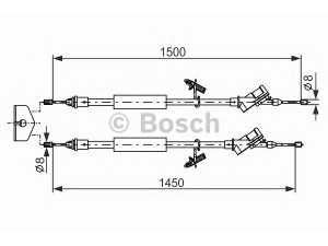 BOSCH 1 987 477 222 trosas, stovėjimo stabdys 
 Stabdžių sistema -> Valdymo svirtys/trosai
1366384, 1431308, 3M512 A603 CC