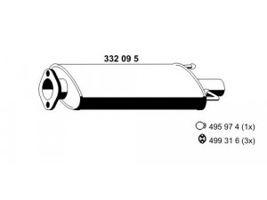 ERNST 332095 vidurinis duslintuvas 
 Išmetimo sistema -> Duslintuvas
1 371 055, 1 379 614, 1 749 796
