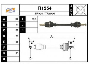 SNRA R1554 kardaninis velenas 
 Ratų pavara -> Kardaninis velenas
8200278602