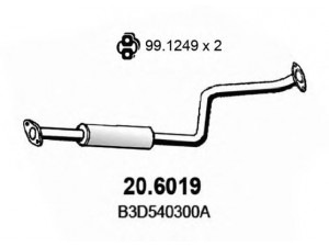 ASSO 20.6019 vidurinis duslintuvas 
 Išmetimo sistema -> Duslintuvas
B3D540300A, ZL0640300A