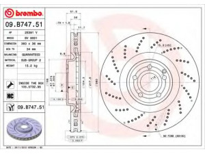 BREMBO 09.B747.51 stabdžių diskas 
 Dviratė transporto priemonės -> Stabdžių sistema -> Stabdžių diskai / priedai
0004211712, 2184210212