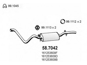 ASSO 58.7042 galinis duslintuvas 
 Išmetimo sistema -> Duslintuvas
161253609, 161253609B, 161253609D