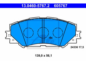 ATE 13.0460-5767.2 stabdžių trinkelių rinkinys, diskinis stabdys 
 Techninės priežiūros dalys -> Papildomas remontas
0446512610, 04465-02220, 04465-12610