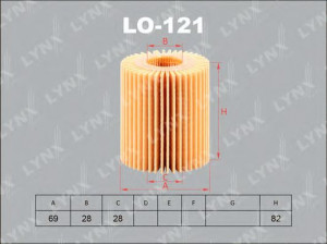 LYNXauto LO-121 alyvos filtras 
 Techninės priežiūros dalys -> Techninės priežiūros intervalai
AY110-TY002, 04151-31060, 04152-0R010