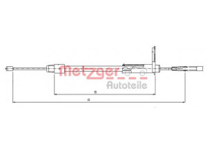 METZGER 10.9326 trosas, stovėjimo stabdys 
 Stabdžių sistema -> Valdymo svirtys/trosai
168 420 1985