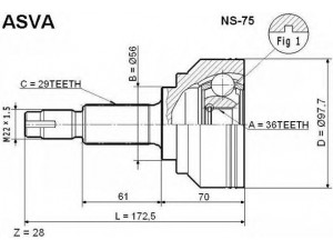 ASVA NS-75 jungčių komplektas, kardaninis velenas 
 Ratų pavara -> Sujungimai/komplektas
39100-CA000, 39211-CA100, 39100-CA100