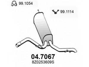 ASSO 04.7067 galinis duslintuvas 
 Išmetimo sistema -> Duslintuvas
8Z0253609S