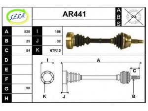 SERA AR441 kardaninis velenas
46307654, 71783011