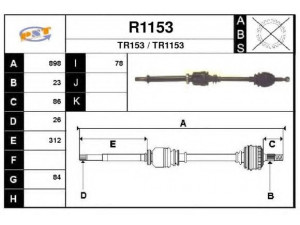 SNRA R1153 kardaninis velenas 
 Ratų pavara -> Kardaninis velenas
6001548720, 8200261841, 8200270510