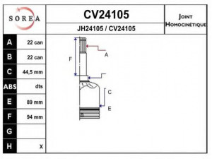 EAI CV24105K jungčių komplektas, kardaninis velenas
