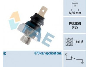 FAE 11410 alyvos slėgio jungiklis 
 Variklis -> Variklio elektra
60593847, 60807764, 77 00 655 787