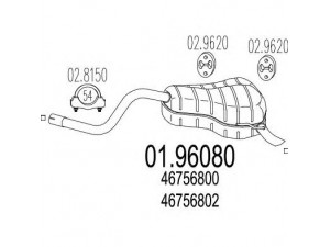 MTS 01.96080 galinis duslintuvas 
 Išmetimo sistema -> Duslintuvas
46756800, 46756802, 55191322, 55191324