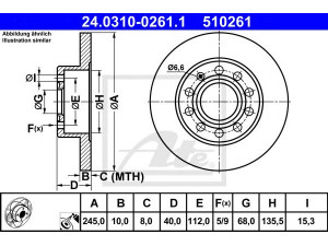 ATE 24.0310-0261.1 stabdžių diskas 
 Dviratė transporto priemonės -> Stabdžių sistema -> Stabdžių diskai / priedai
895 615 601 A, 8E0 615 601 B, 8E0 615 601 P