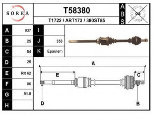 EAI T58380 kardaninis velenas 
 Ratų pavara -> Kardaninis velenas