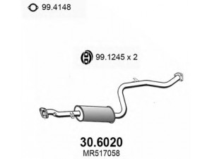 ASSO 30.6020 vidurinis duslintuvas 
 Išmetimo sistema -> Duslintuvas
MR464270, MR517058