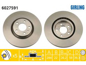 GIRLING 6027591 stabdžių diskas 
 Stabdžių sistema -> Diskinis stabdys -> Stabdžių diskas
0060606170, 46427948, 60606170