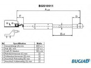 BUGIAD BGS10911 dujinė spyruoklė, bagažinė 
 Priedai -> Bagažinė/pakrovimo skyrius
OK9A056902