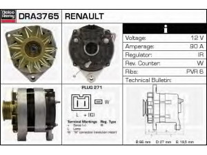 DELCO REMY DRA3765 kintamosios srovės generatorius 
 Elektros įranga -> Kint. sr. generatorius/dalys -> Kintamosios srovės generatorius
7700805873, 7701499667