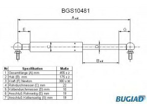 BUGIAD BGS10481 dujinė spyruoklė, bagažinė 
 Priedai -> Bagažinė/pakrovimo skyrius
21086308010, 21216308015