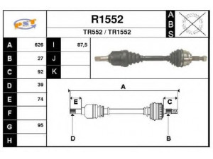SNRA R1552 kardaninis velenas 
 Ratų pavara -> Kardaninis velenas
8200383707