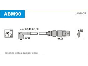 JANMOR ABM90 uždegimo laido komplektas 
 Kibirkšties / kaitinamasis uždegimas -> Uždegimo laidai/jungtys
06A905409A, 06A905409E, 06A905409H