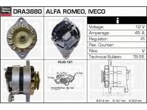 DELCO REMY DRA3880 kintamosios srovės generatorius 
 Elektros įranga -> Kint. sr. generatorius/dalys -> Kintamosios srovės generatorius
42498239, 4411700, 4711700, 4720511