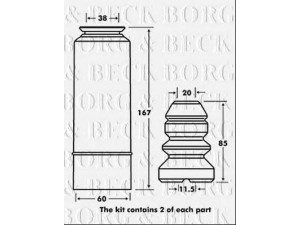 BORG & BECK BPK7023 apsauginio dangtelio komplektas, amortizatorius