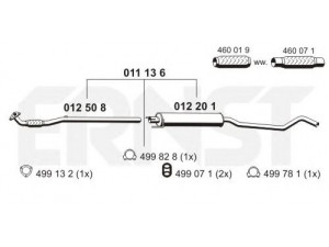 ERNST 011136 vidurinis duslintuvas 
 Išmetimo sistema -> Duslintuvas
58 52 128, 58 52 296, 58 52 485