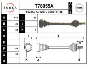 EAI T78055A kardaninis velenas 
 Ratų pavara -> Kardaninis velenas
857407272C
