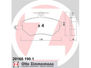ZIMMERMANN 20168.190.1 stabdžių trinkelių rinkinys, diskinis stabdys 
 Techninės priežiūros dalys -> Papildomas remontas
357 698 151 B