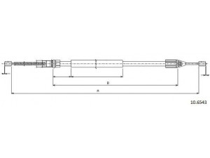 CABOR 10.6543 trosas, stovėjimo stabdys 
 Stabdžių sistema -> Valdymo svirtys/trosai
7700427498