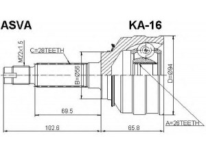 ASVA KA-16 jungčių komplektas, kardaninis velenas 
 Ratų pavara -> Sujungimai/komplektas
0K552 22 51, 0K552 25 60, 0K552 C2 25