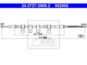 ATE 24.3727-2900.2 trosas, stovėjimo stabdys 
 Stabdžių sistema -> Valdymo svirtys/trosai
96230545, 96230545
