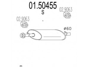 MTS 01.50455 vidurinis duslintuvas 
 Išmetimo sistema -> Duslintuvas