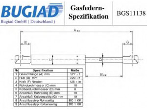 BUGIAD BGS11138 dujinė spyruoklė, galinis langas 
 Kėbulas -> Dujinės spyruoklės
8731 P1, 9654433680