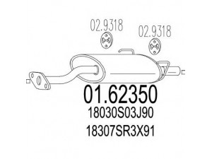 MTS 01.62350 galinis duslintuvas 
 Išmetimo sistema -> Duslintuvas
18030S03J90, 18030SR3A70, 18030SR3X90